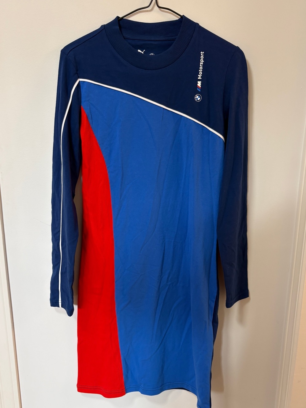 PUMA x BMW Motorsport dress NWT Size Small Long Sleeve Colourblock Blue Red